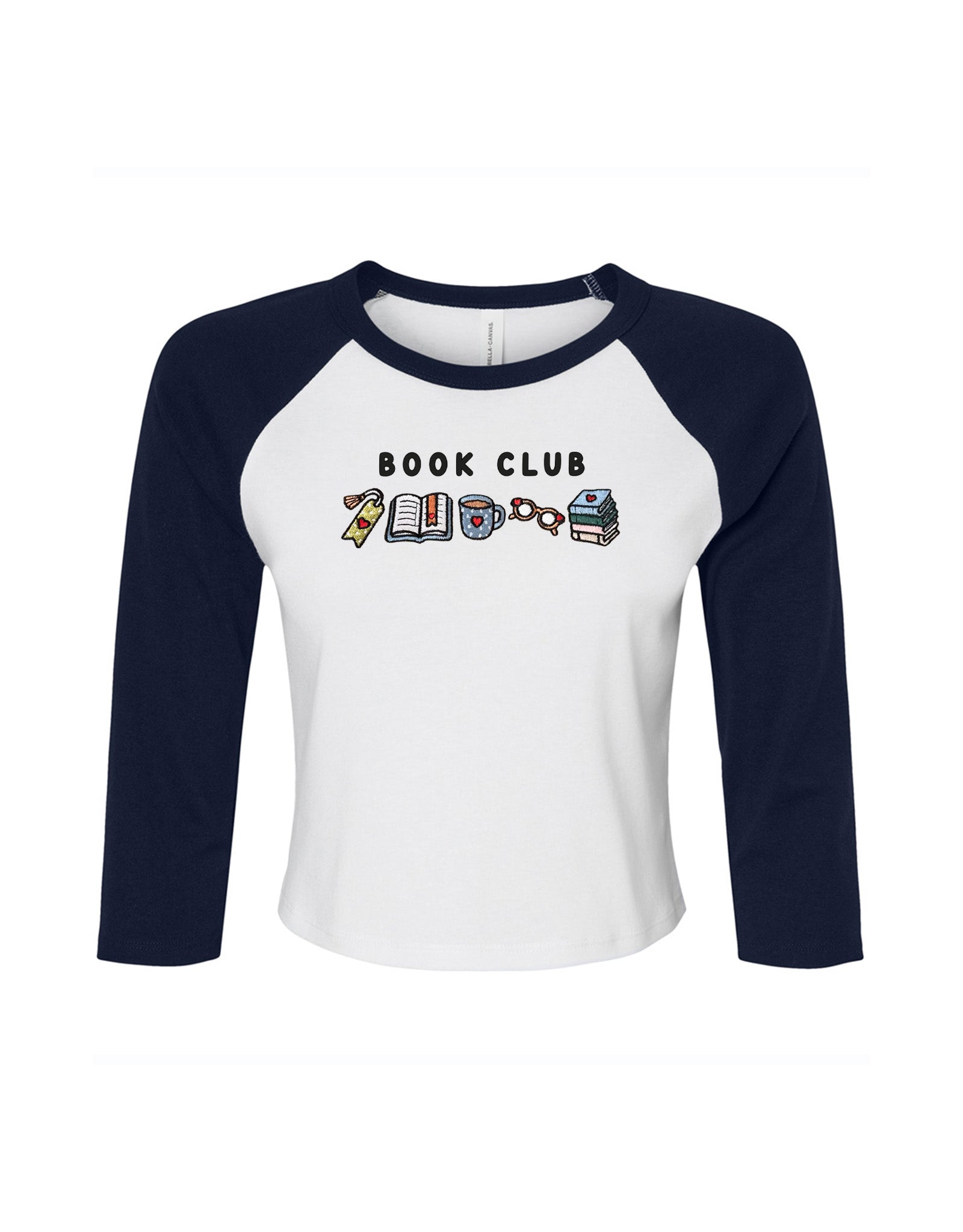 FREE BOOK: Book Club Embroidered Micro Rib 3/4 Sleeve Tee