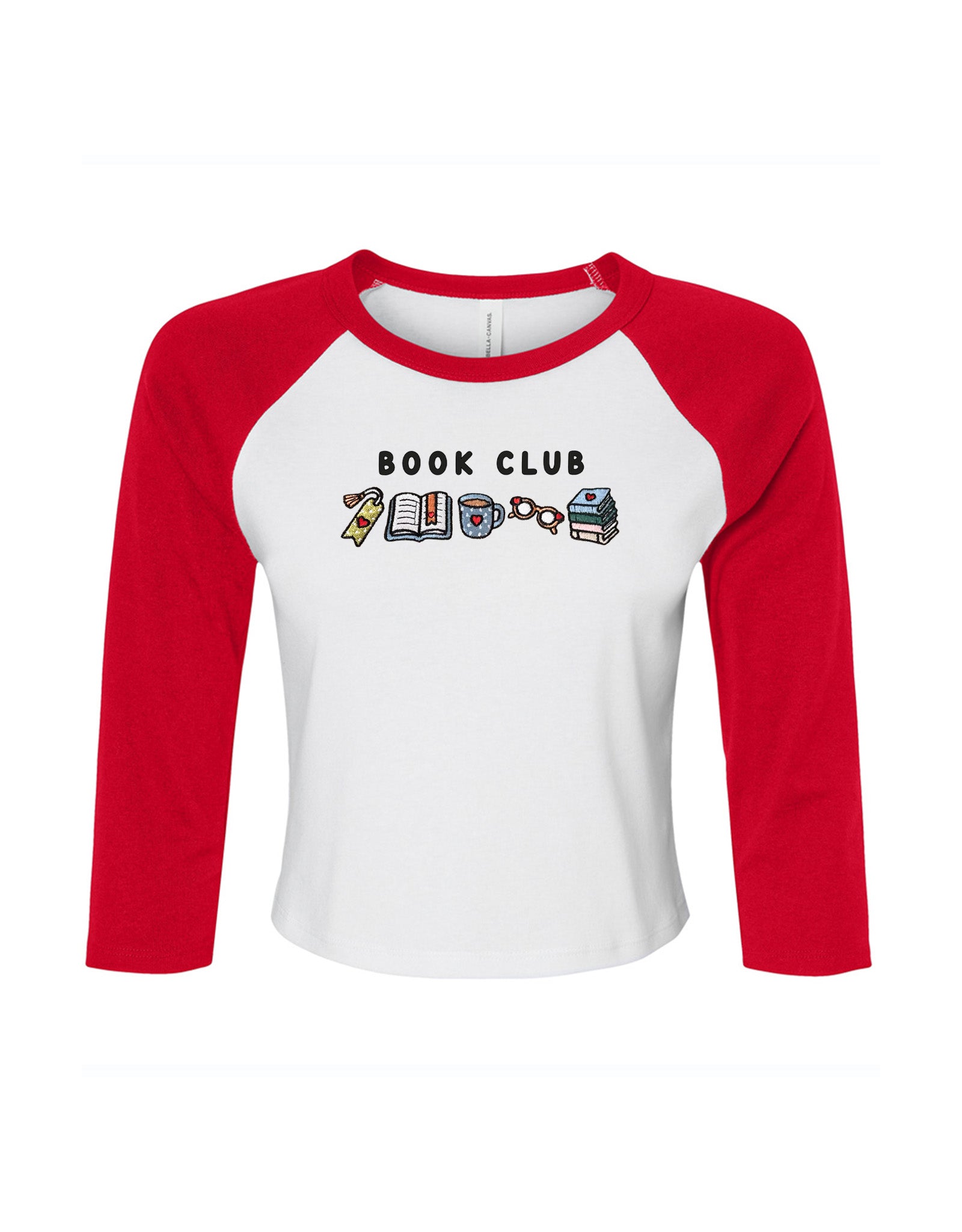 FREE BOOK: Book Club Embroidered Micro Rib 3/4 Sleeve Tee
