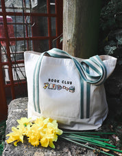 FREE BOOK: Book Club Embroidered Boat Bag