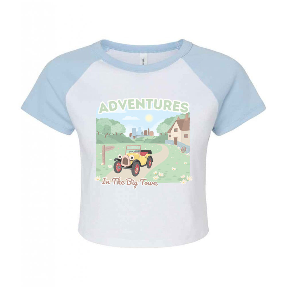 Brum Printed Micro Rib Raglan Baby Tee