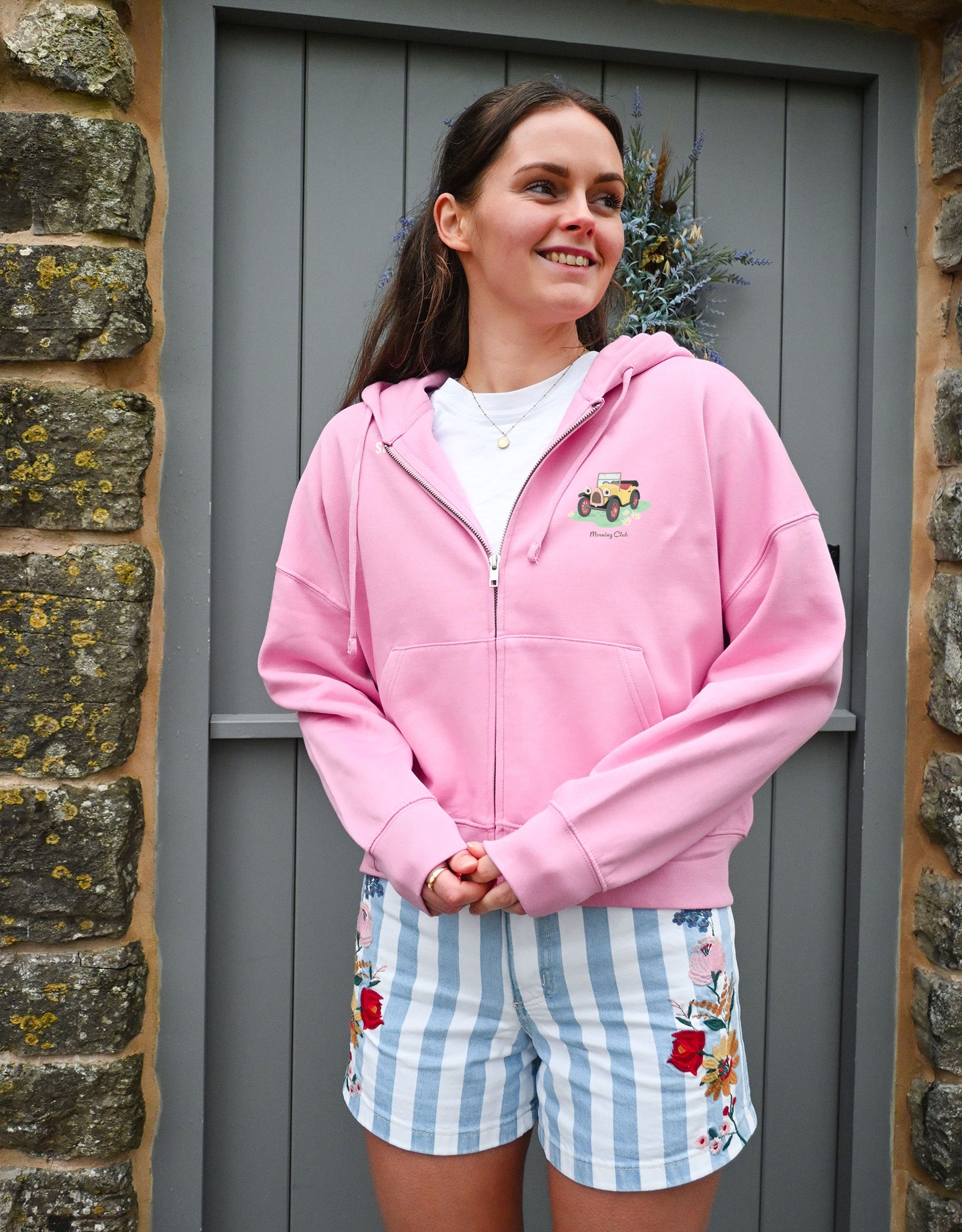 Brum Printed Boxy Organic Cotton Zip Hoodie