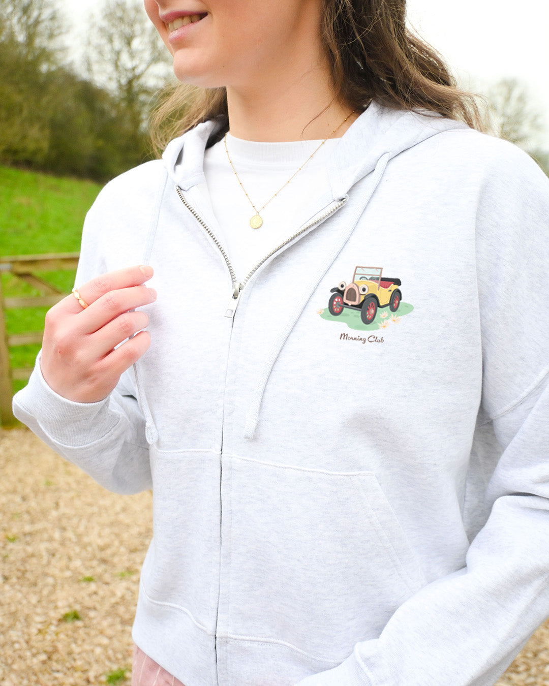 Brum Printed Boxy Organic Cotton Zip Hoodie