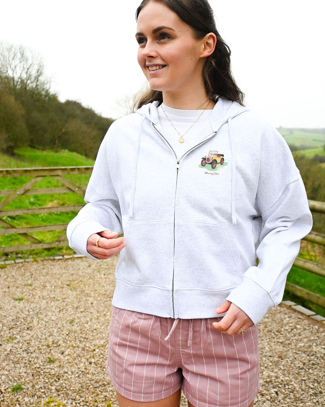 Brum Printed Boxy Organic Cotton Zip Hoodie