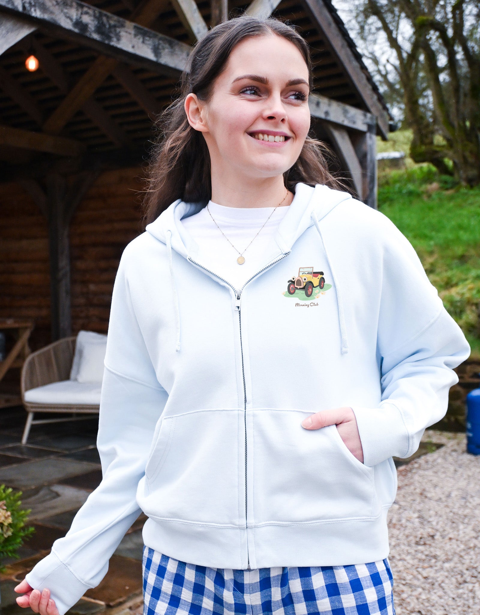 Brum Printed Boxy Organic Cotton Zip Hoodie