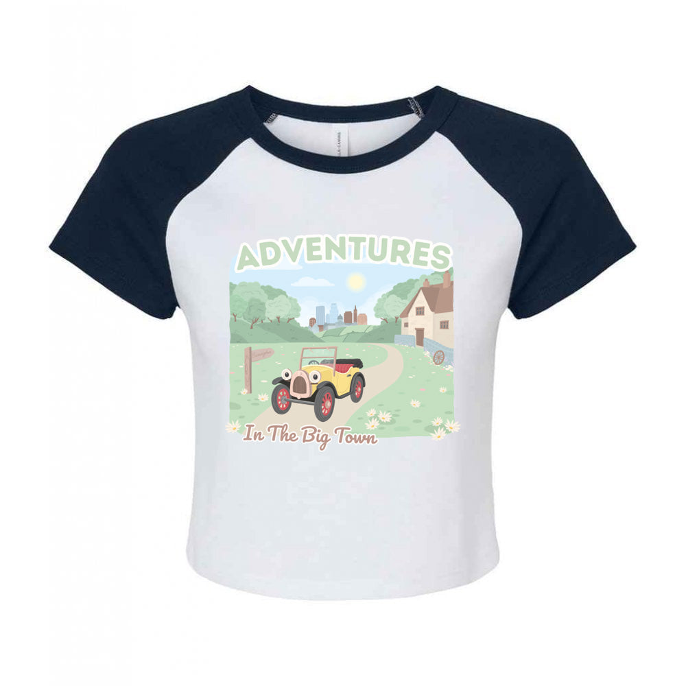 Brum Printed Micro Rib Raglan Baby Tee