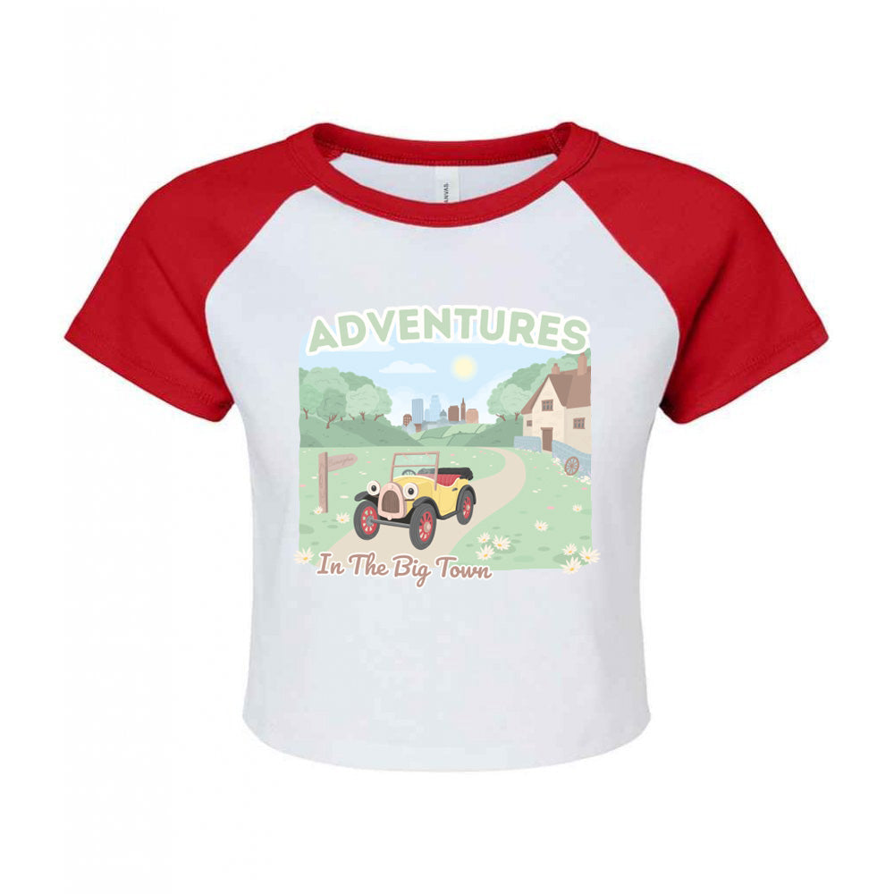 Brum Printed Micro Rib Raglan Baby Tee