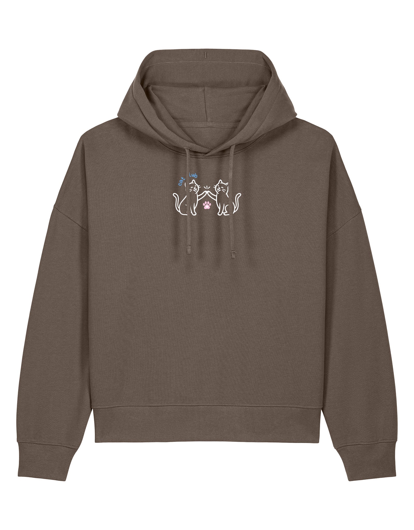 Cat Club Embroidered Boxy Organic Cotton Hoodie