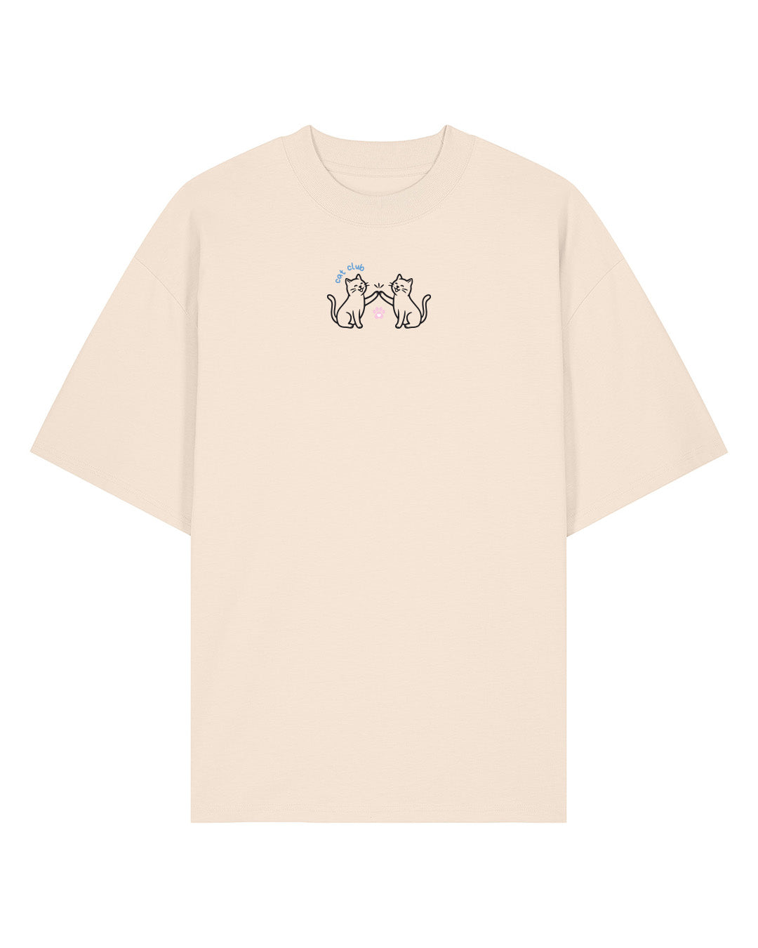 Cat Club Embroidered Oversized Organic Cotton Tee