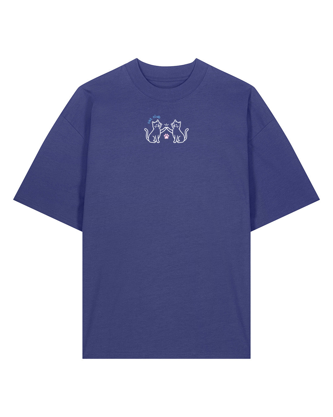 Cat Club Embroidered Oversized Organic Cotton Tee