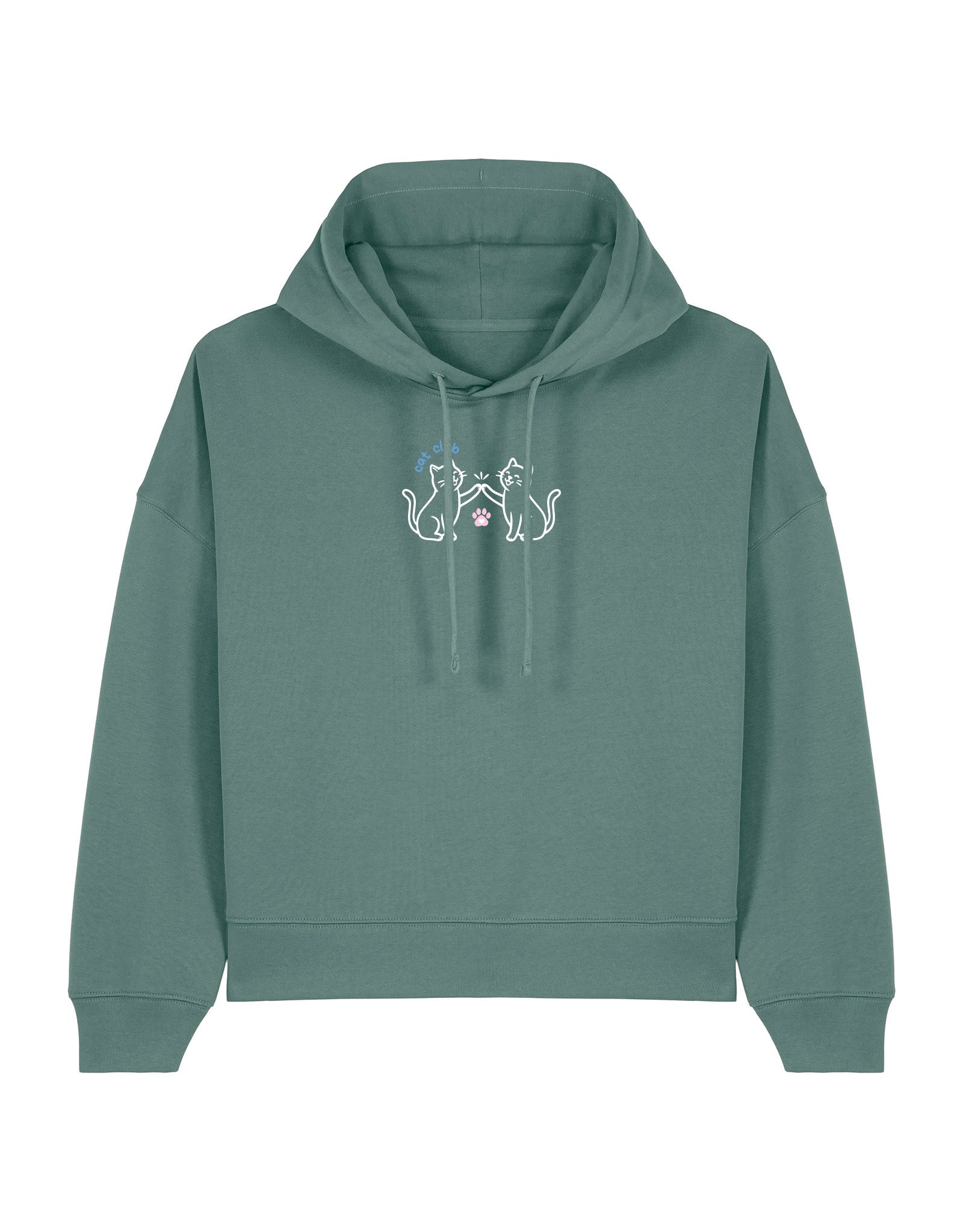 Cat Club Embroidered Boxy Organic Cotton Hoodie