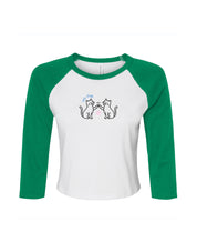 Cat Club Embroidered Micro Rib 3/4 Sleeve Tee