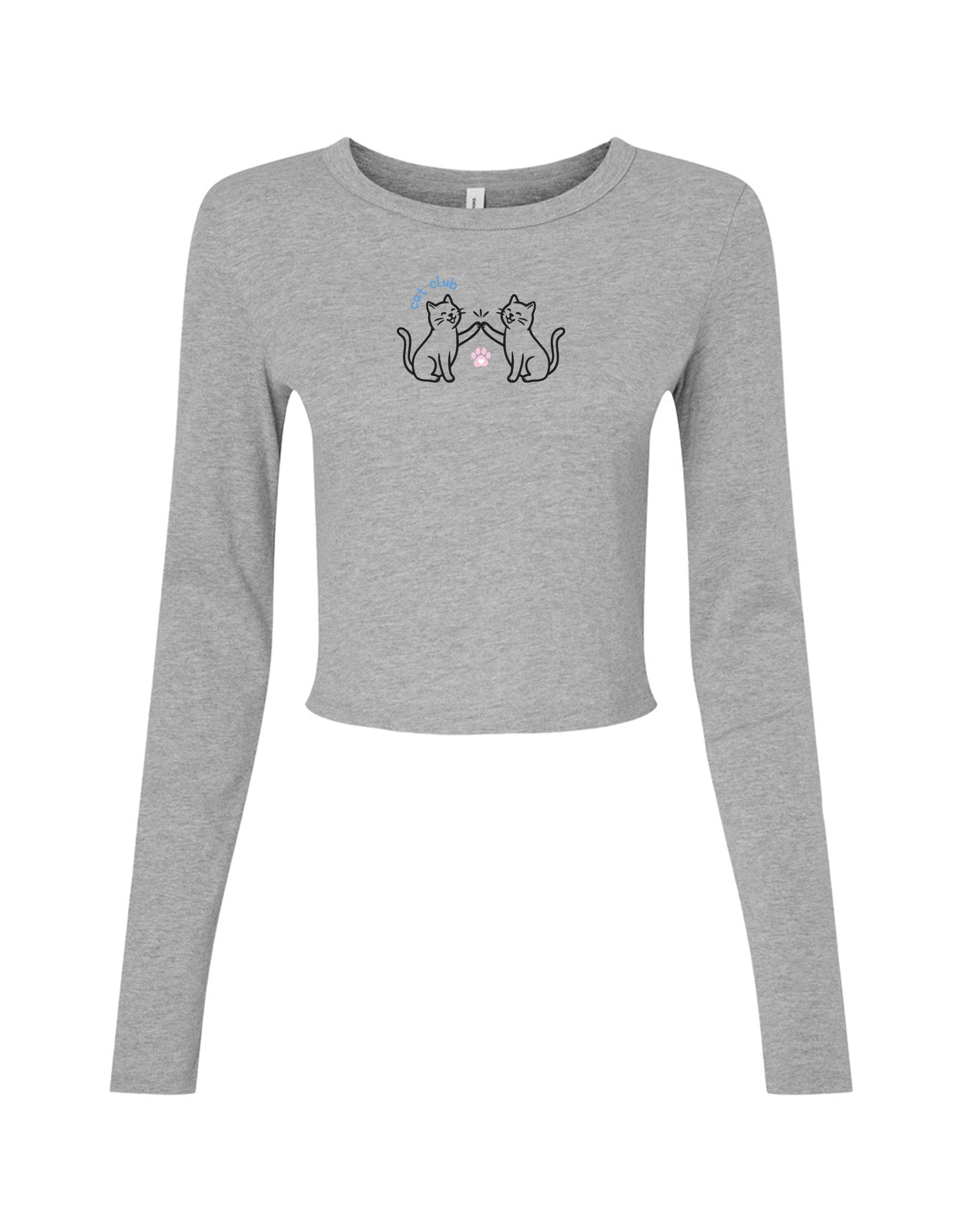 Cat Club Embroidered Micro Rib Long Sleeved Tee