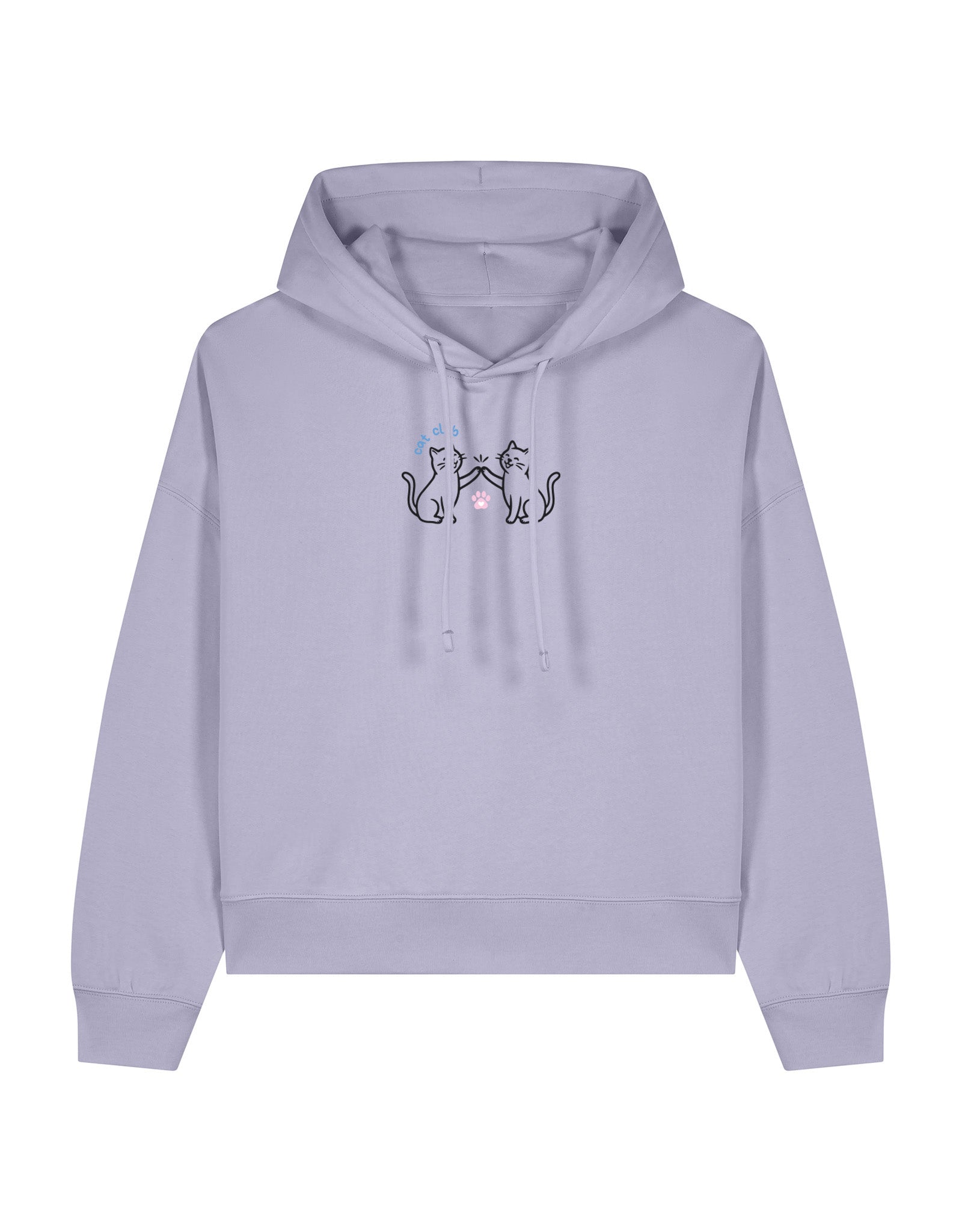 Cat Club Embroidered Boxy Organic Cotton Hoodie