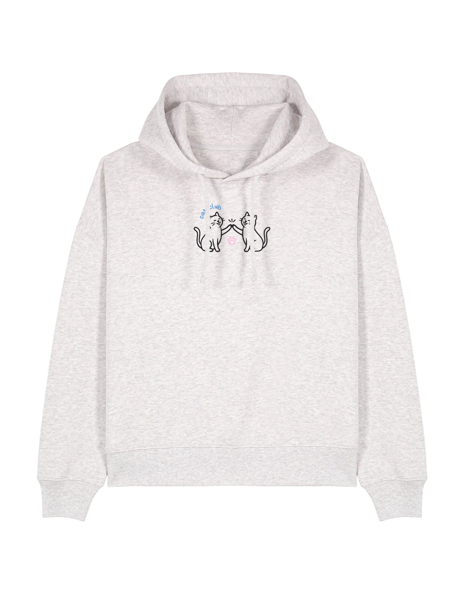 Cat Club Embroidered Boxy Organic Cotton Hoodie