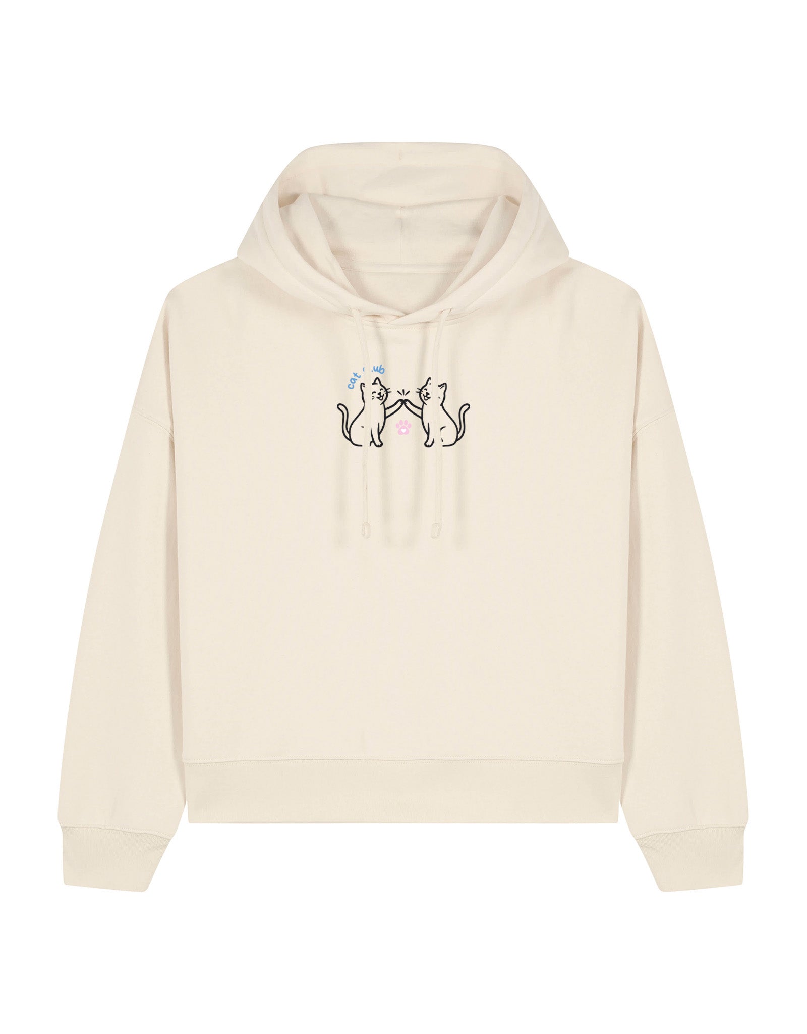 Cat Club Embroidered Boxy Organic Cotton Hoodie