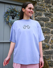 Cat Club Embroidered Oversized Organic Cotton Tee