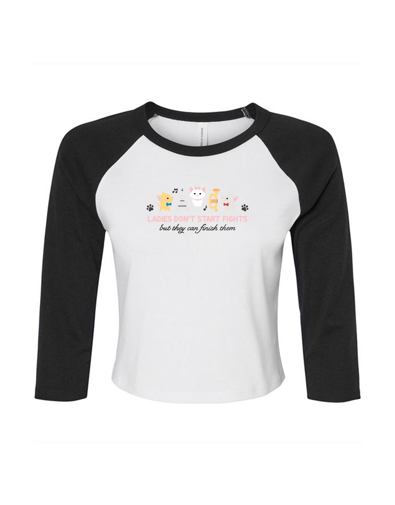 Cats Embroidered Micro Rib 3/4 Sleeve Tee