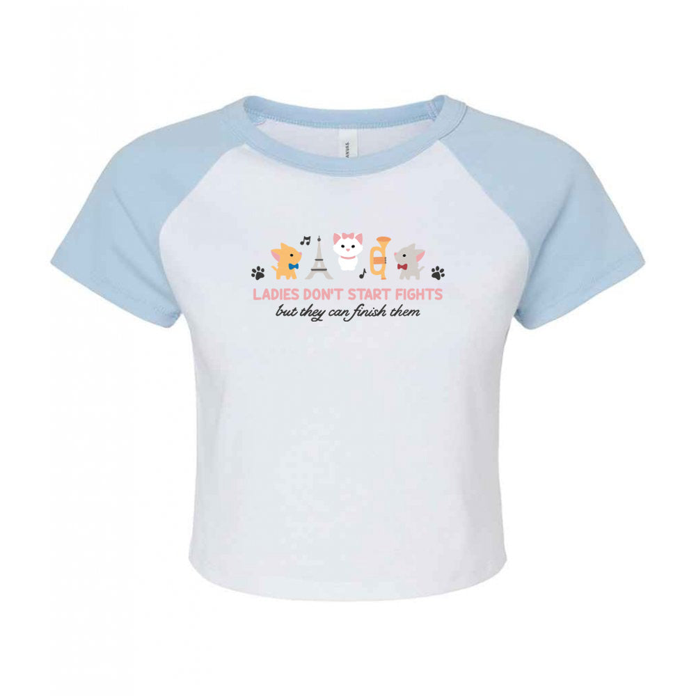 Cats Embroidered Micro Rib Baby Tee