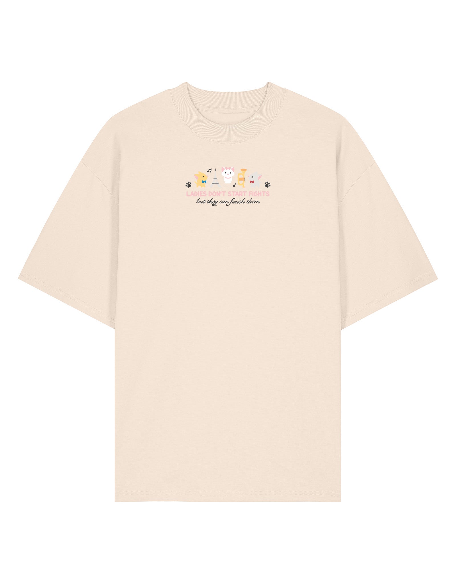 Cats Embroidered Oversized Organic Cotton T-Shirt