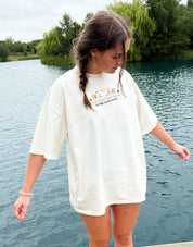 Cats Embroidered Oversized Organic Cotton T-Shirt