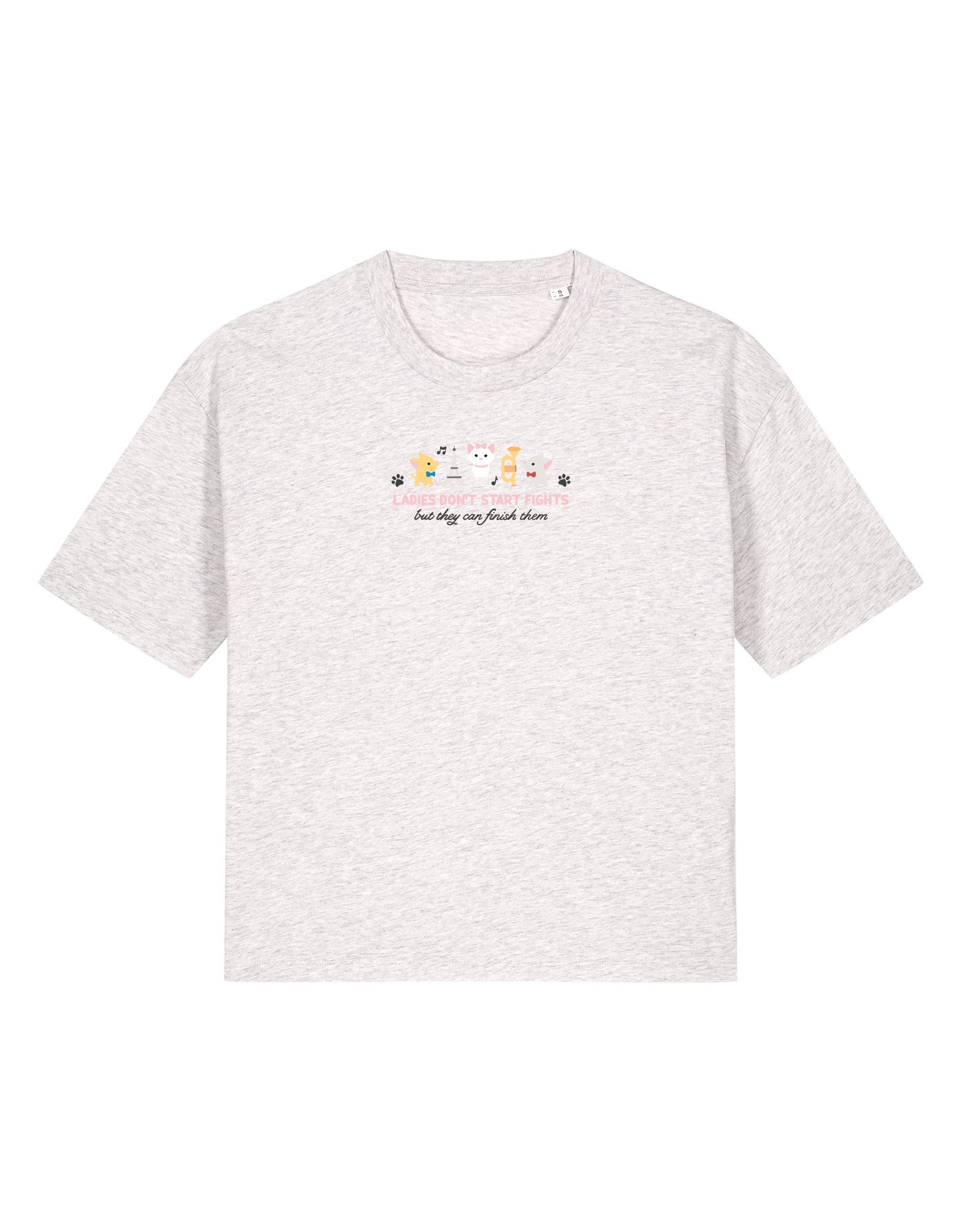 Cats Embroidered Boxy Organic Cotton Tee