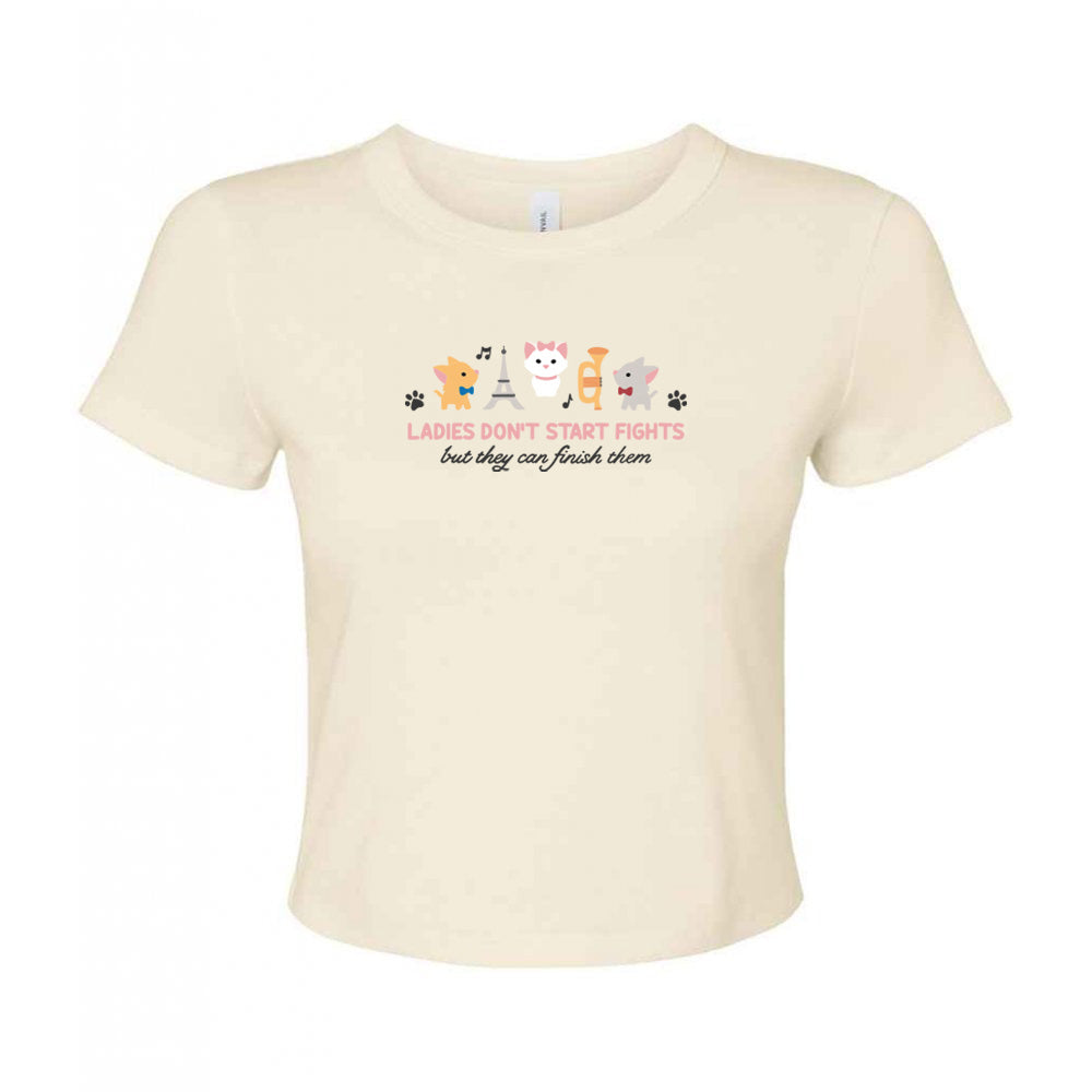 Cats Embroidered Micro Rib Baby Tee
