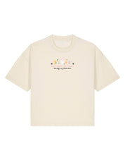 Cats Embroidered Boxy Organic Cotton Tee