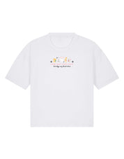 Cats Embroidered Boxy Organic Cotton Tee