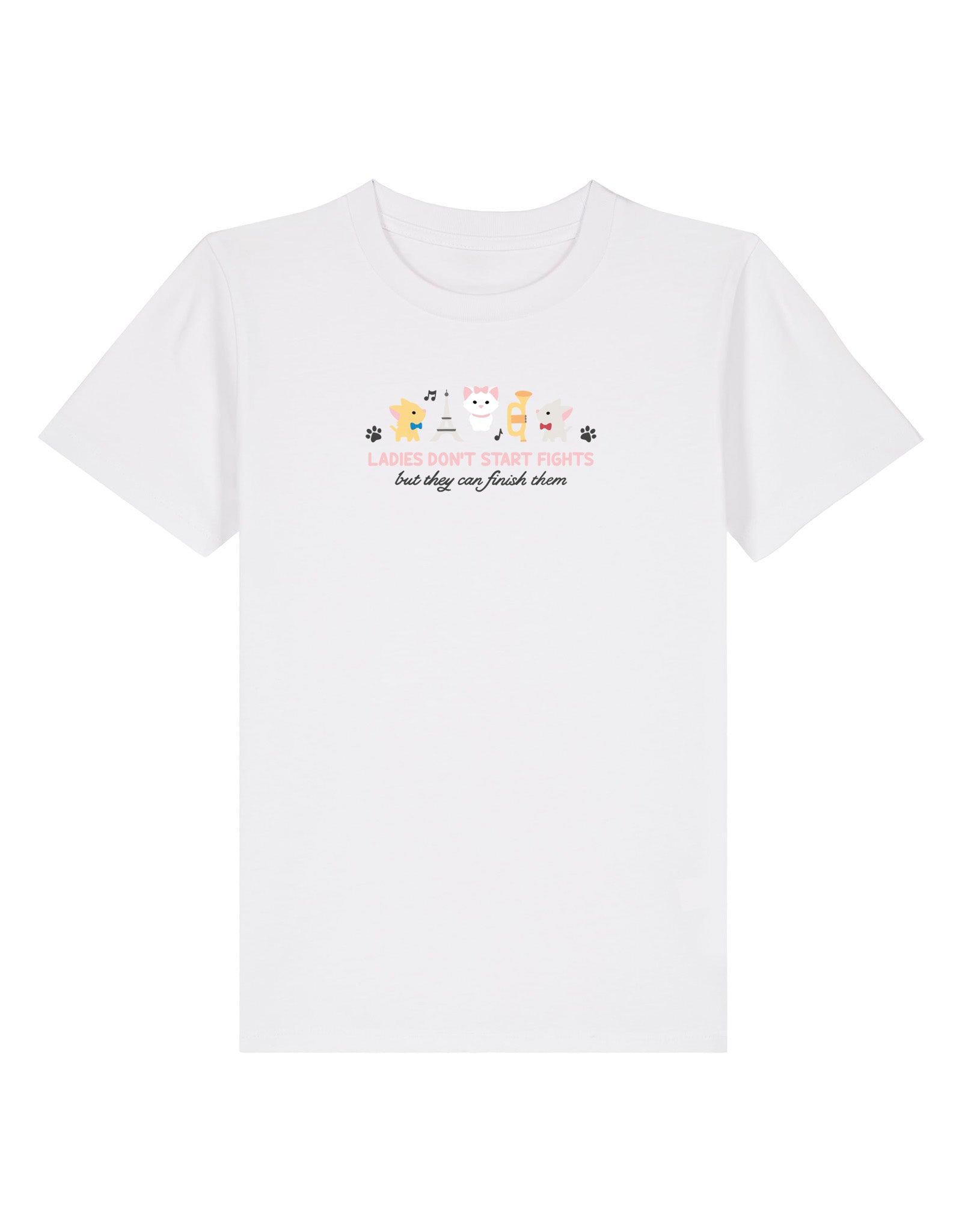 Cats Embroidered Organic Cotton Childrens T-Shirt