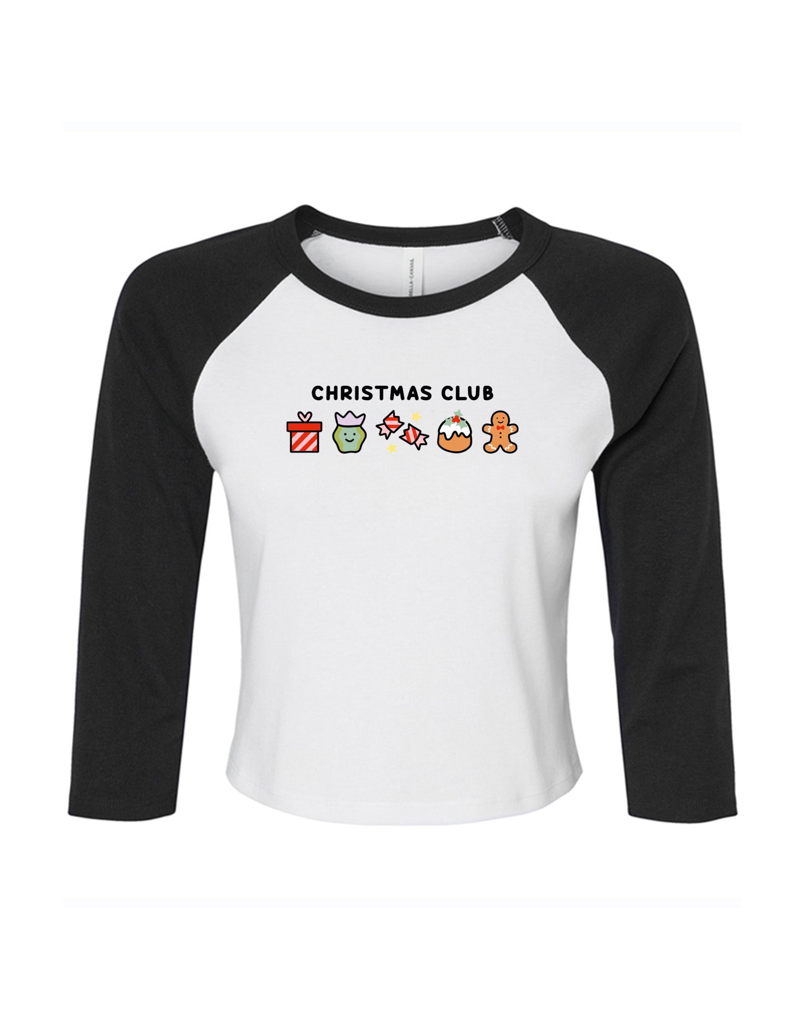 Christmas Club Embroidered Micro Rib 3/4 Sleeve Tee