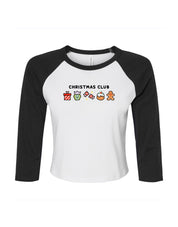 Christmas Club Embroidered Micro Rib 3/4 Sleeve Tee