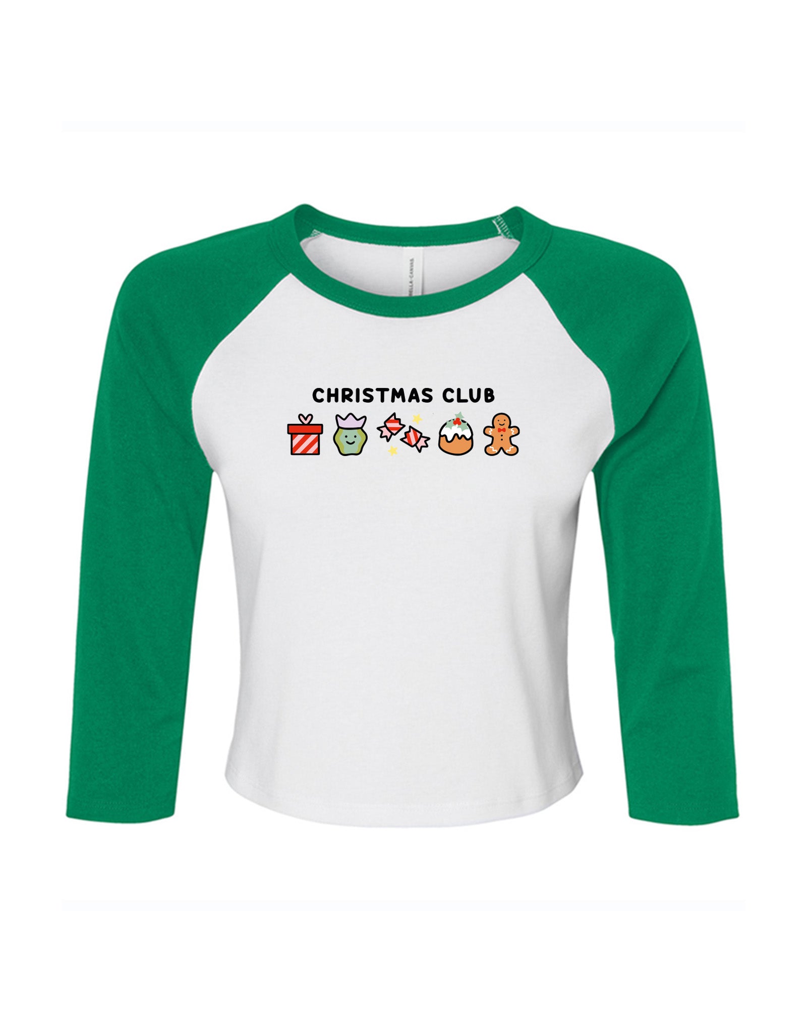 Christmas Club Embroidered Micro Rib 3/4 Sleeve Tee