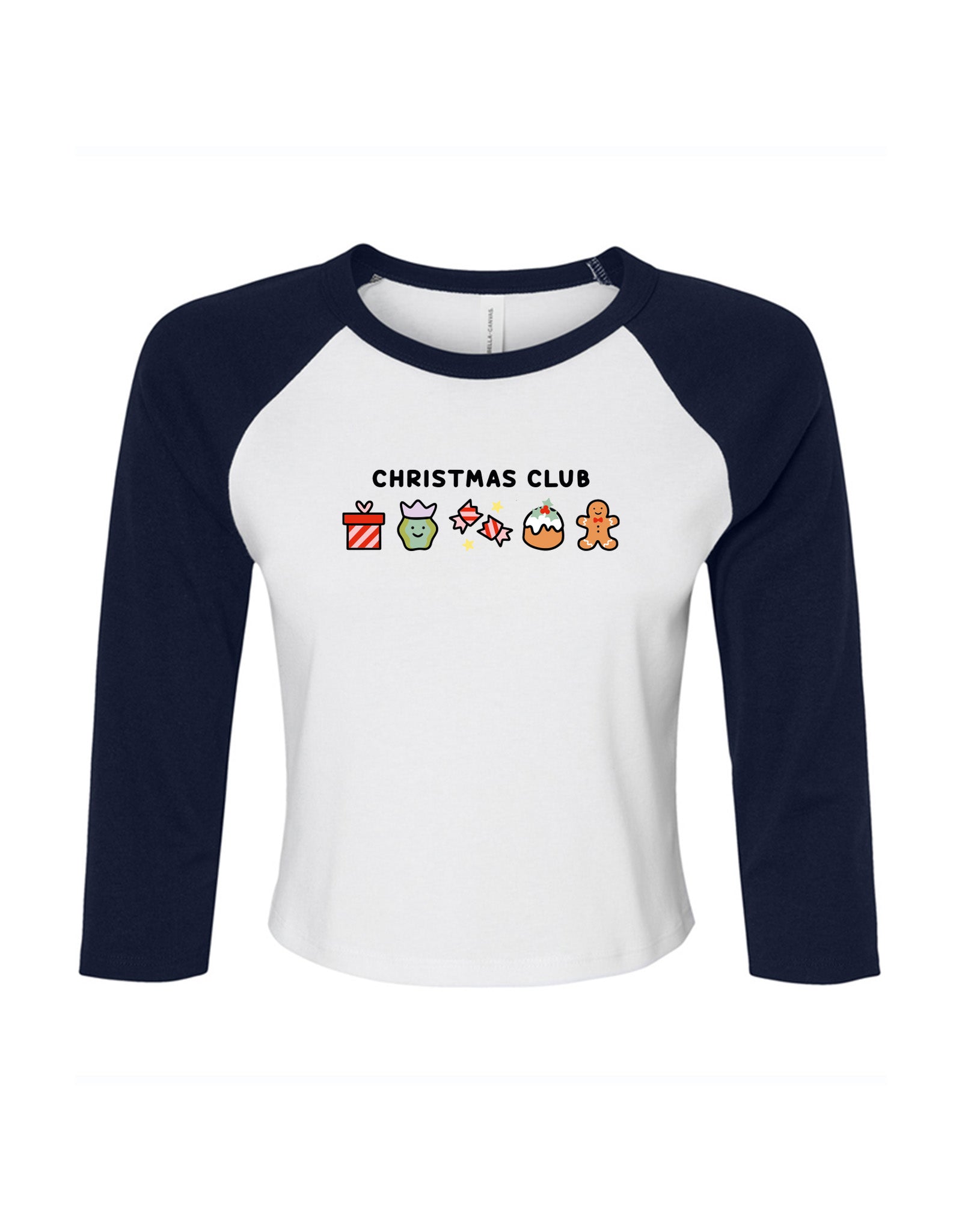 Christmas Club Embroidered Micro Rib 3/4 Sleeve Tee