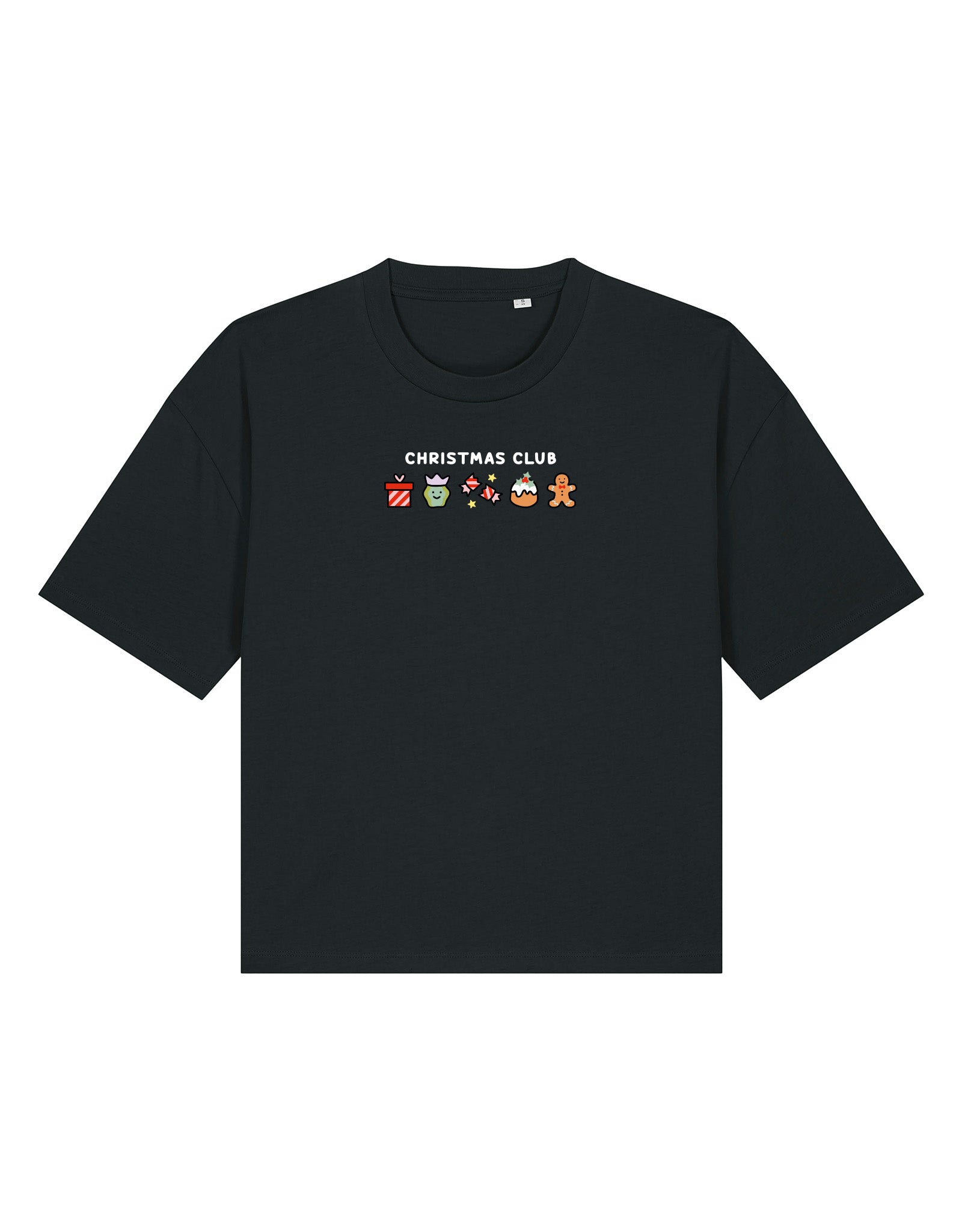 Christmas Club Embroidered Boxy Organic Cotton Tee
