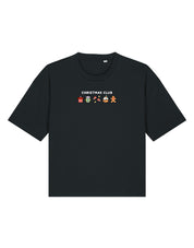 Christmas Club Embroidered Boxy Organic Cotton Tee