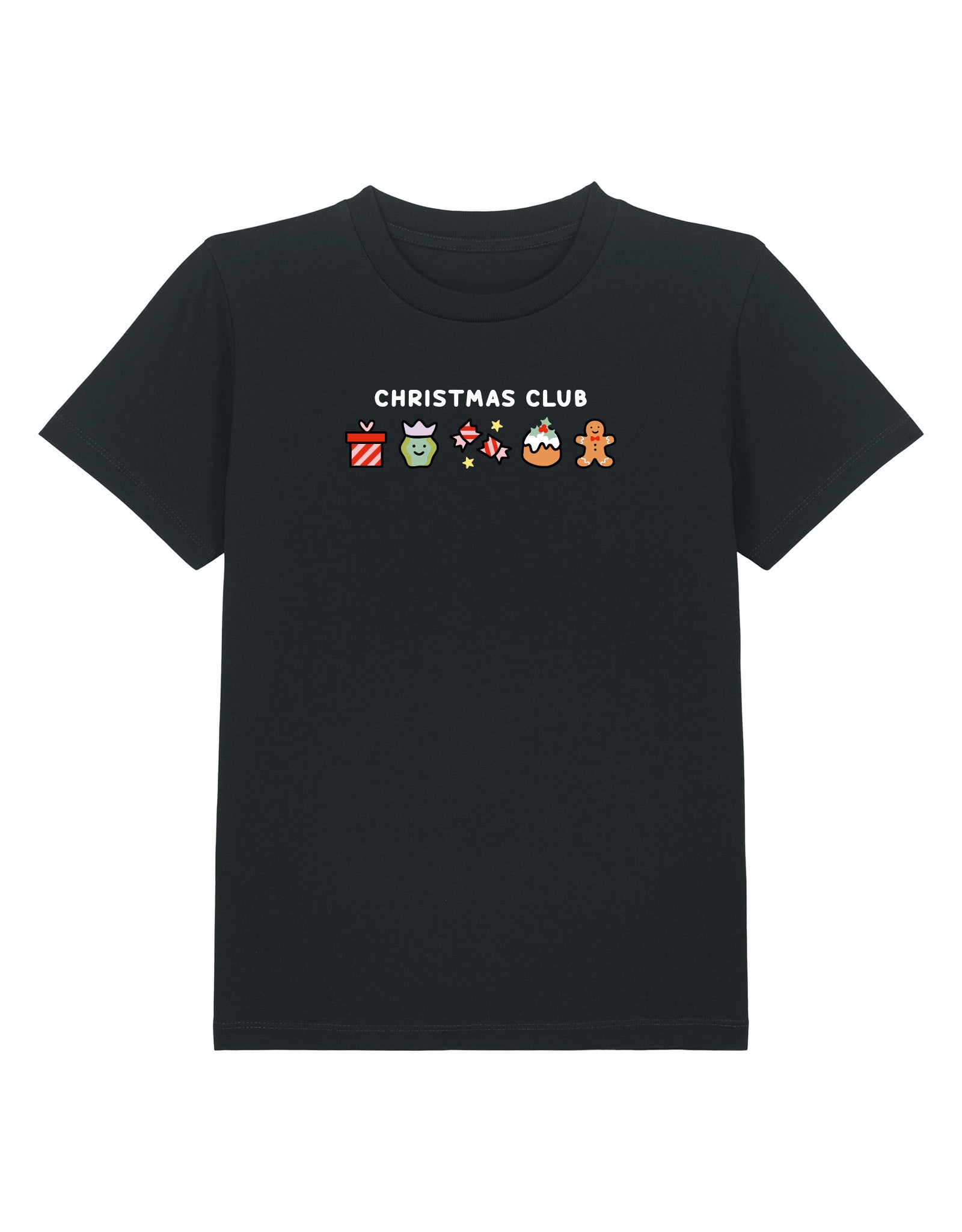 Christmas Club Embroidered Organic Cotton Childrens T-Shirt