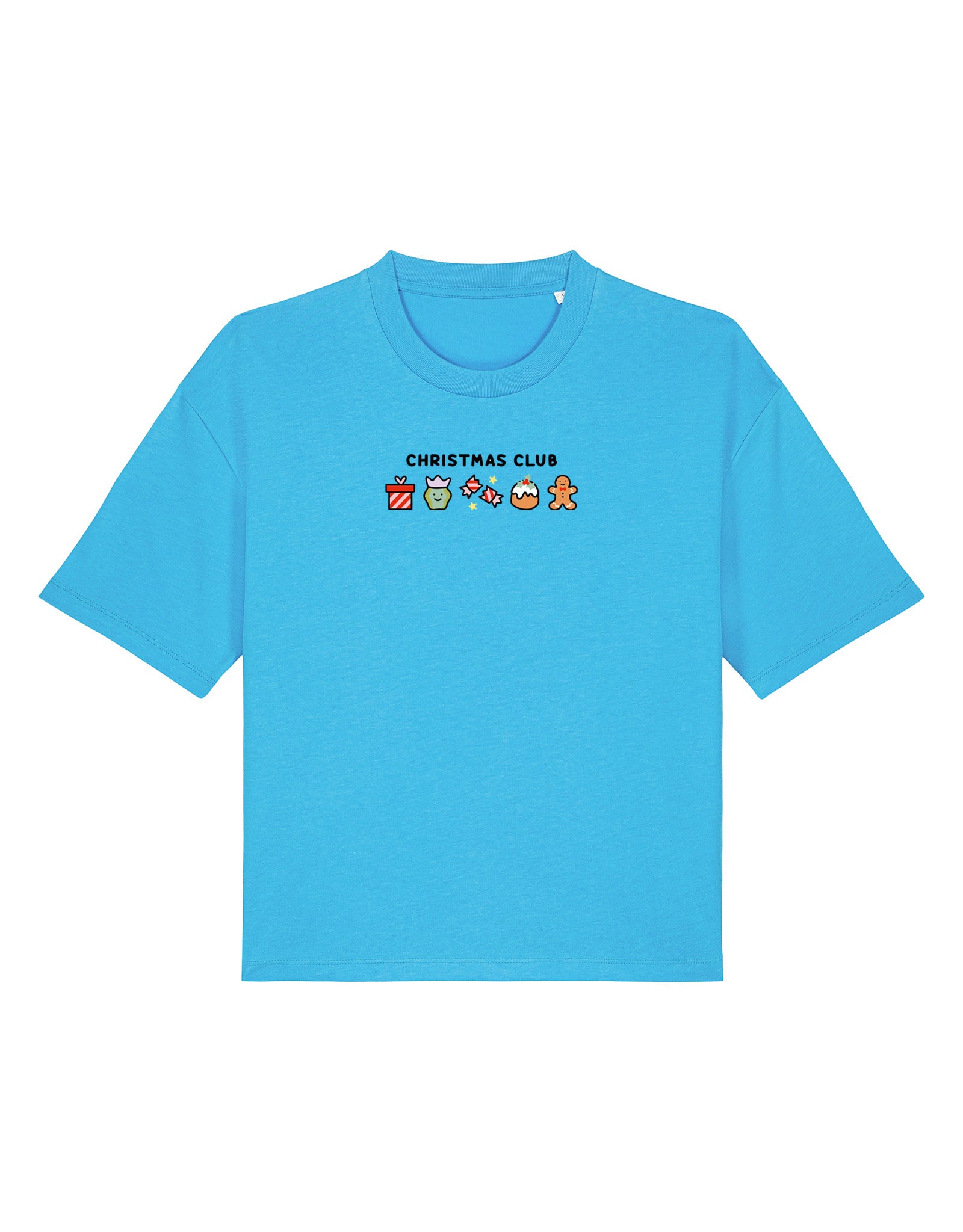 Christmas Club Embroidered Boxy Organic Cotton Tee