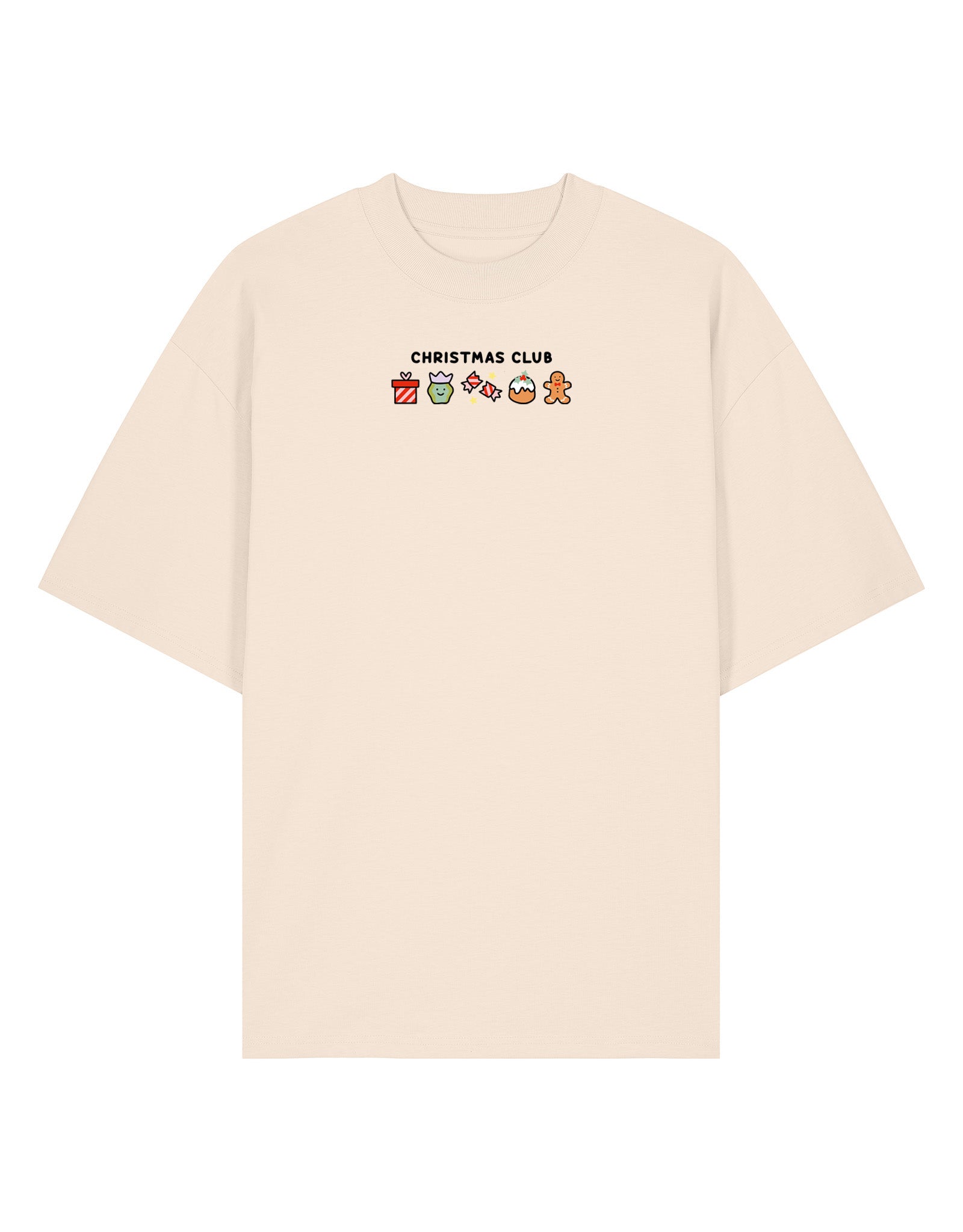 Christmas Club Embroidered Oversized Organic Cotton Tee