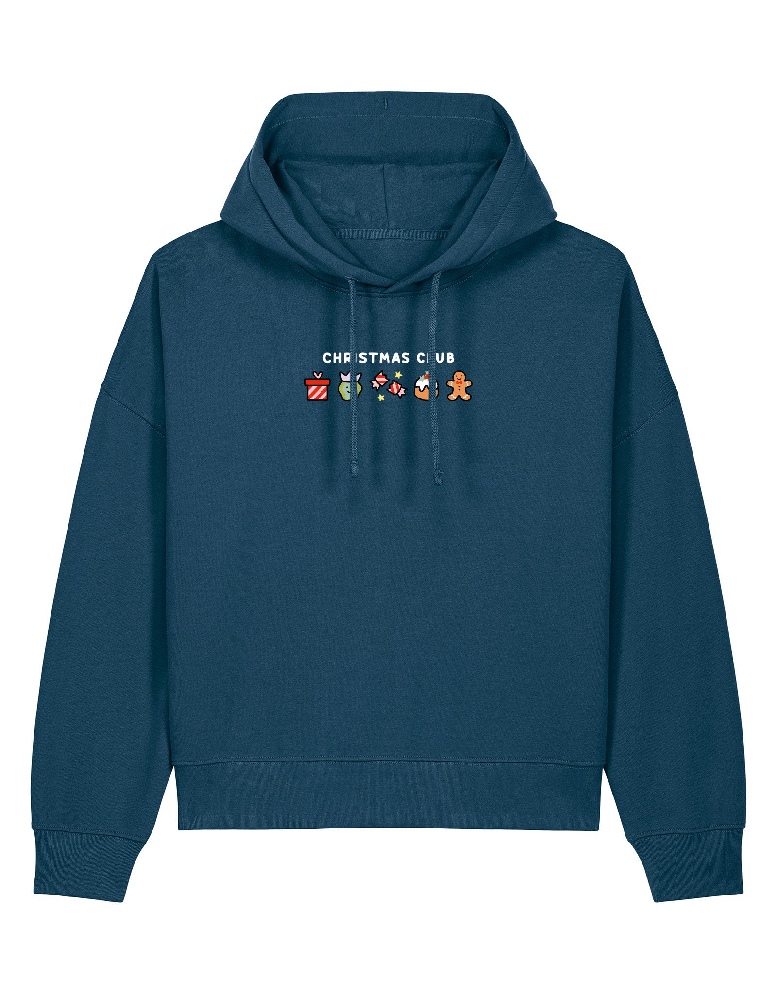 Christmas Club Embroidered Boxy Organic Cotton Hoodie