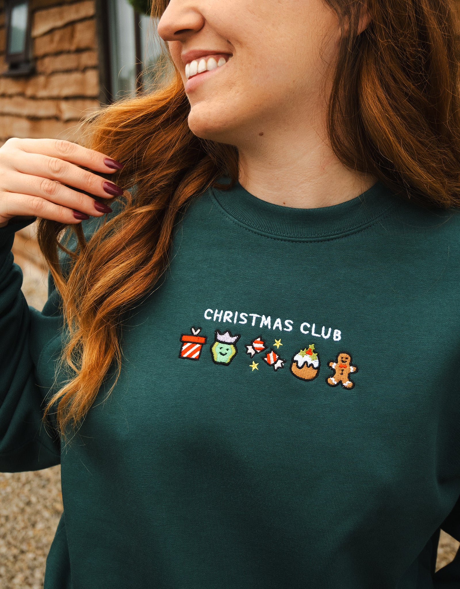 Christmas Club Embroidered Organic Cotton Sweatshirt