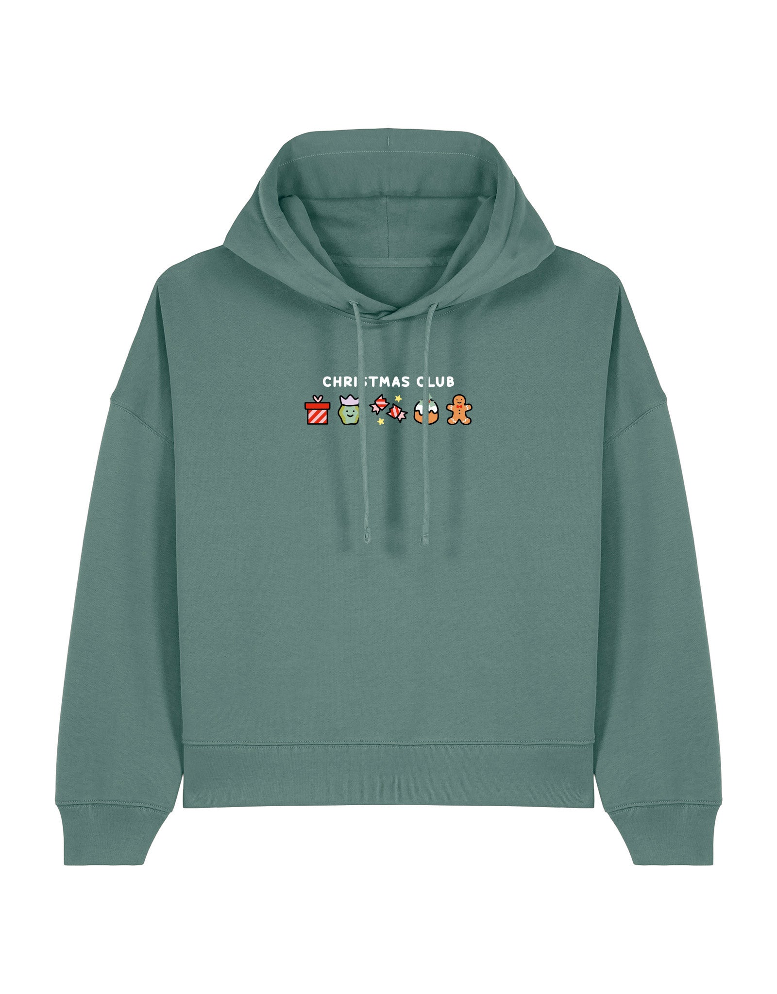 Christmas Club Embroidered Boxy Organic Cotton Hoodie