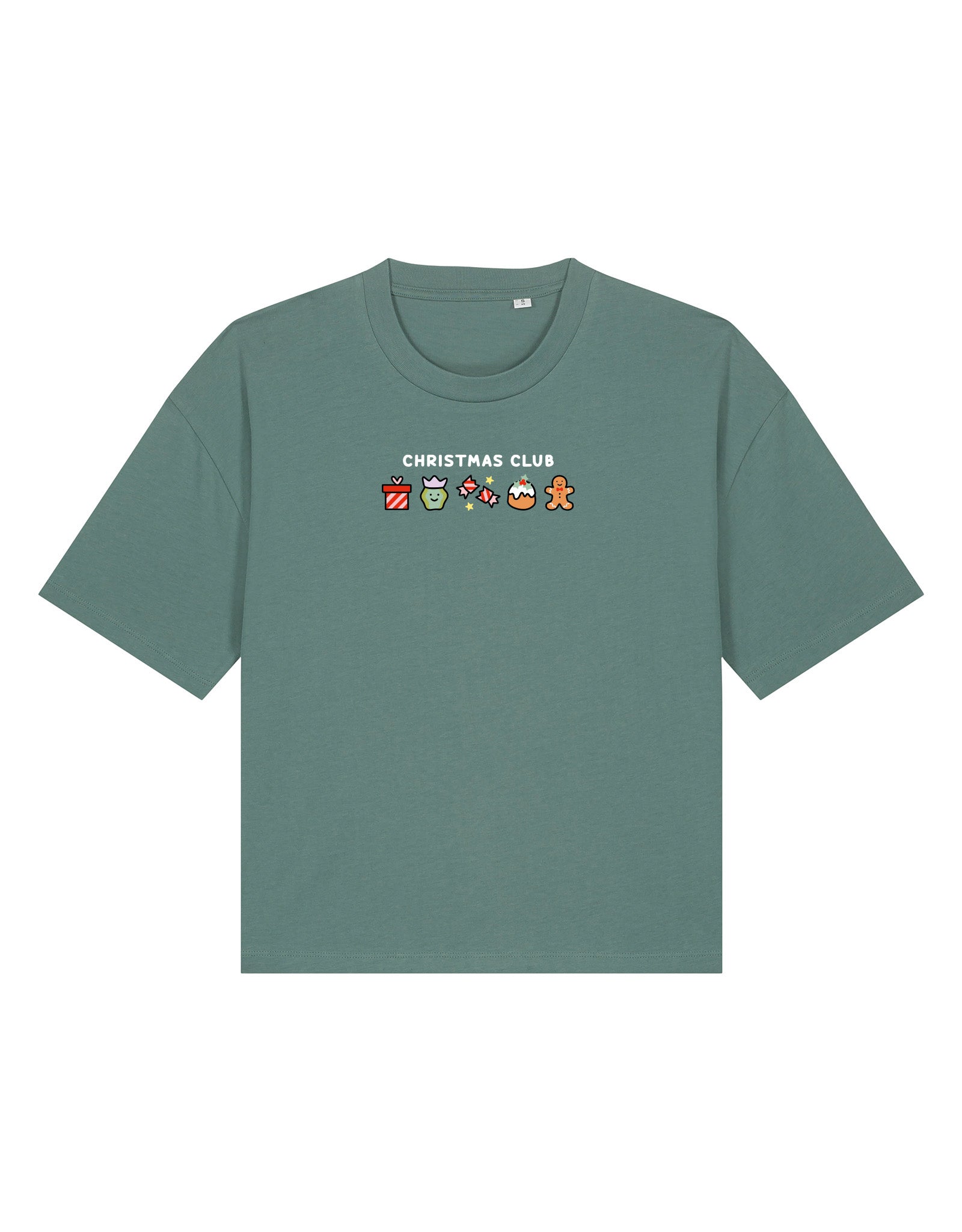 Christmas Club Embroidered Boxy Organic Cotton Tee