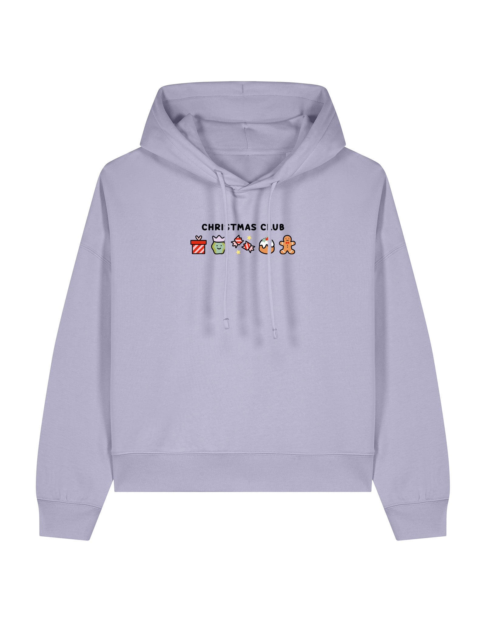 Christmas Club Embroidered Boxy Organic Cotton Hoodie