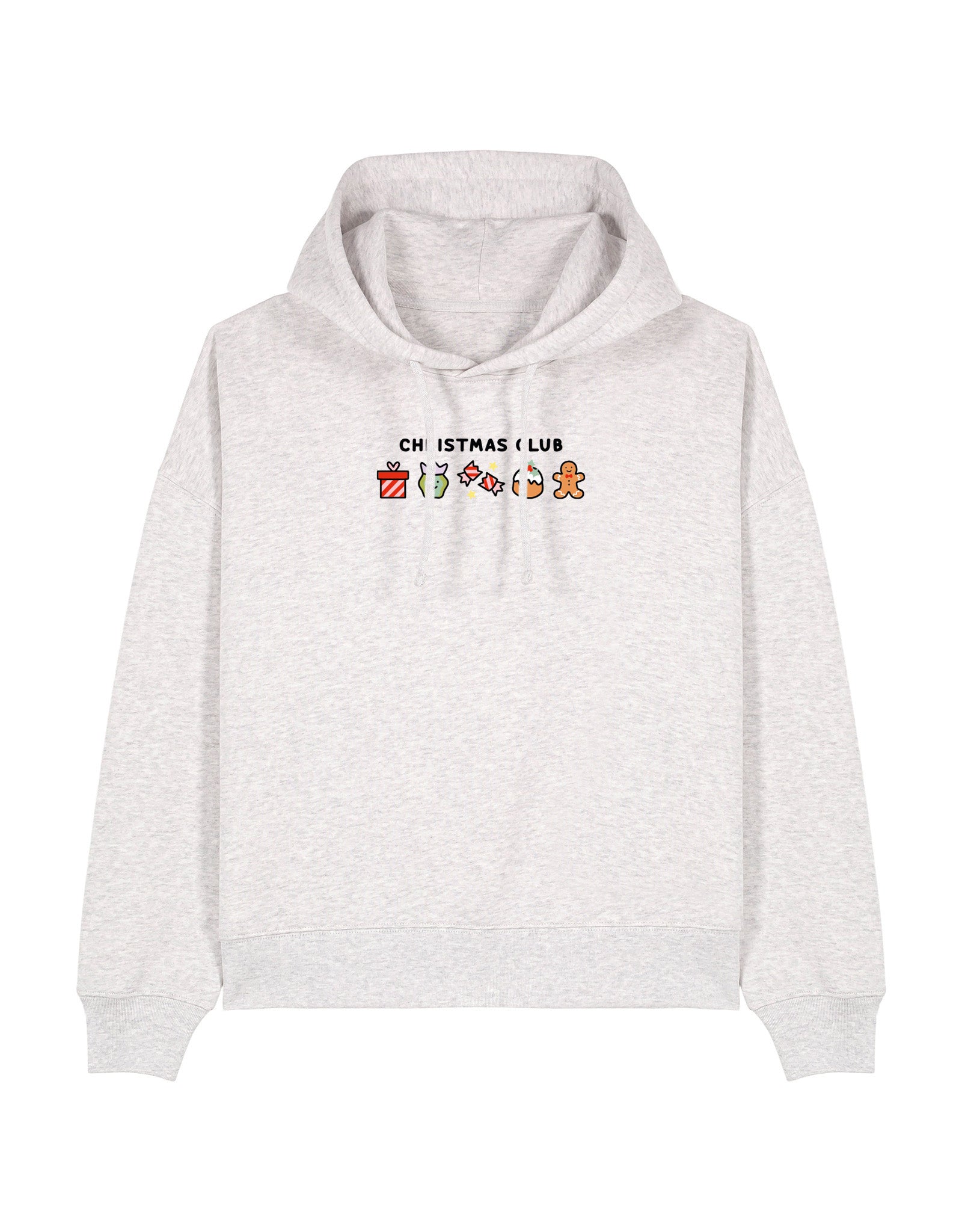 Christmas Club Embroidered Boxy Organic Cotton Hoodie