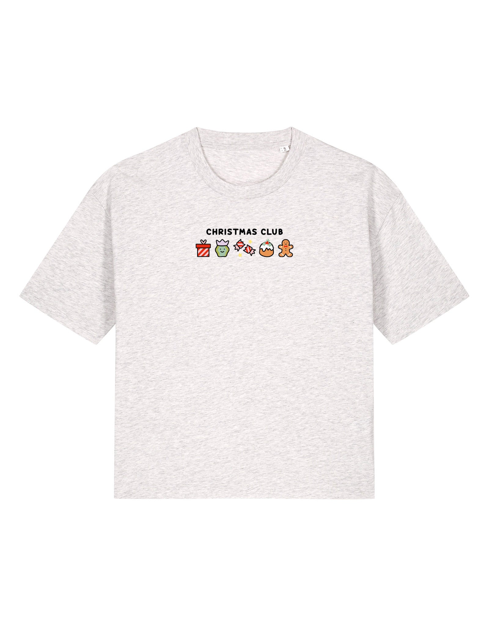 Christmas Club Embroidered Boxy Organic Cotton Tee