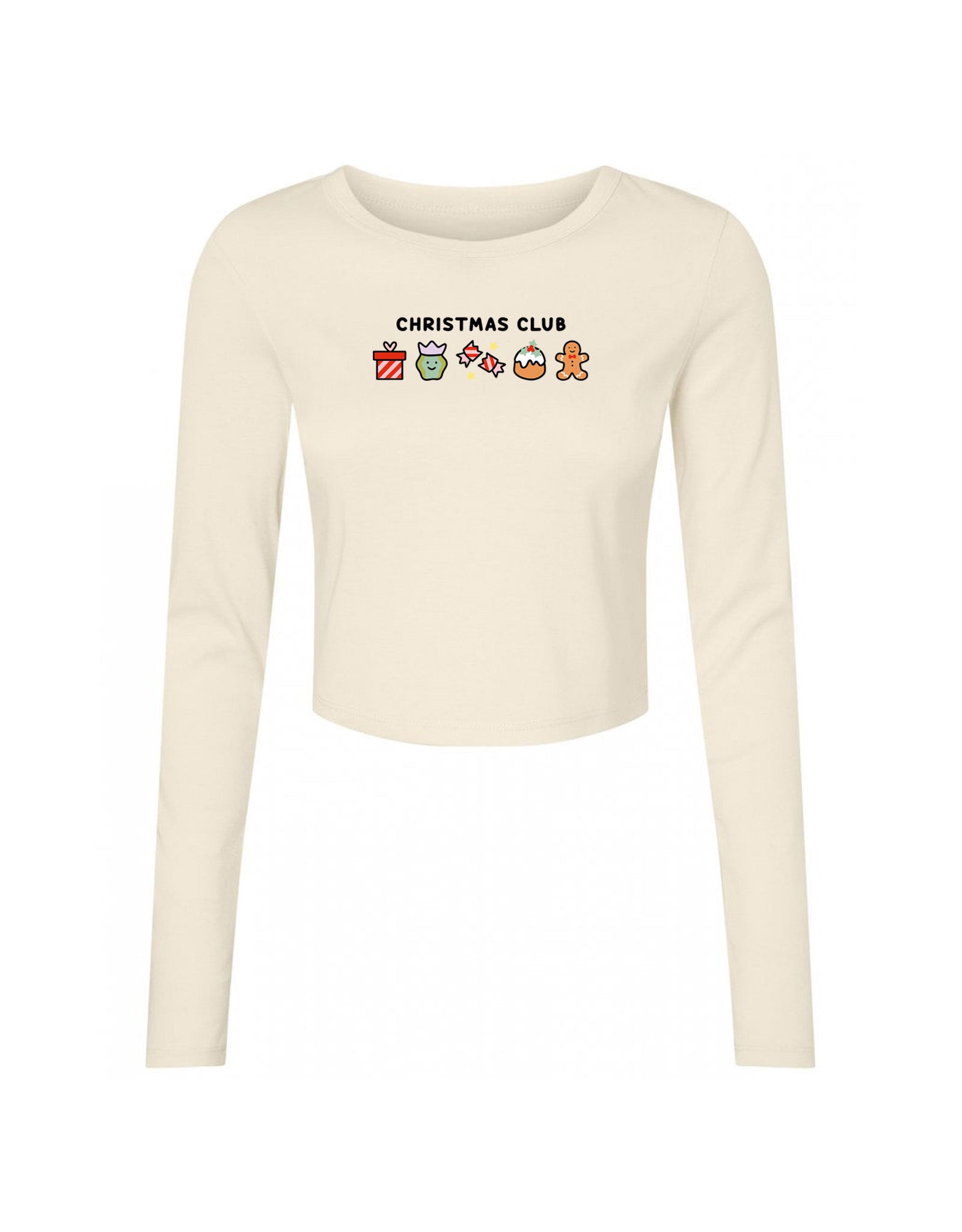 Christmas Club Embroidered Micro Rib Long Sleeved Tee