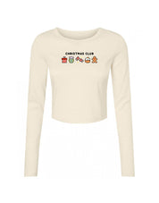 Christmas Club Embroidered Micro Rib Long Sleeved Tee