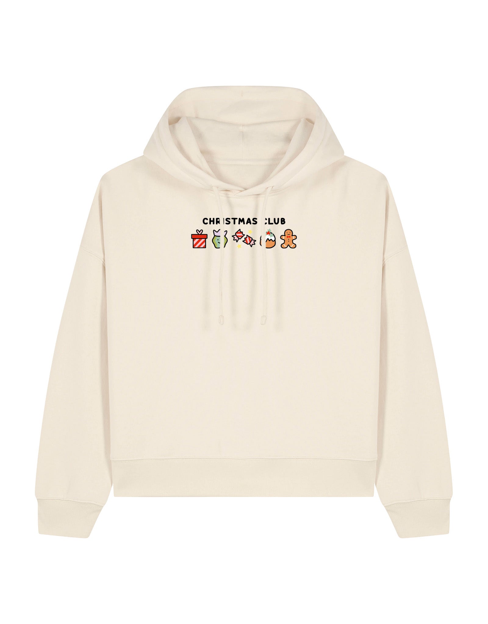 Christmas Club Embroidered Boxy Organic Cotton Hoodie