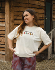 Christmas Club Embroidered Boxy Organic Cotton Tee
