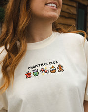 Christmas Club Embroidered Boxy Organic Cotton Tee